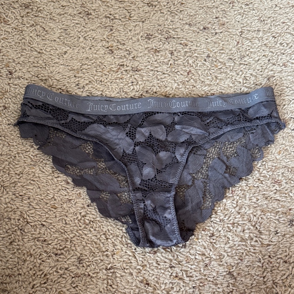 Juicy Couture Charcoal Lace Briefs Size Medium